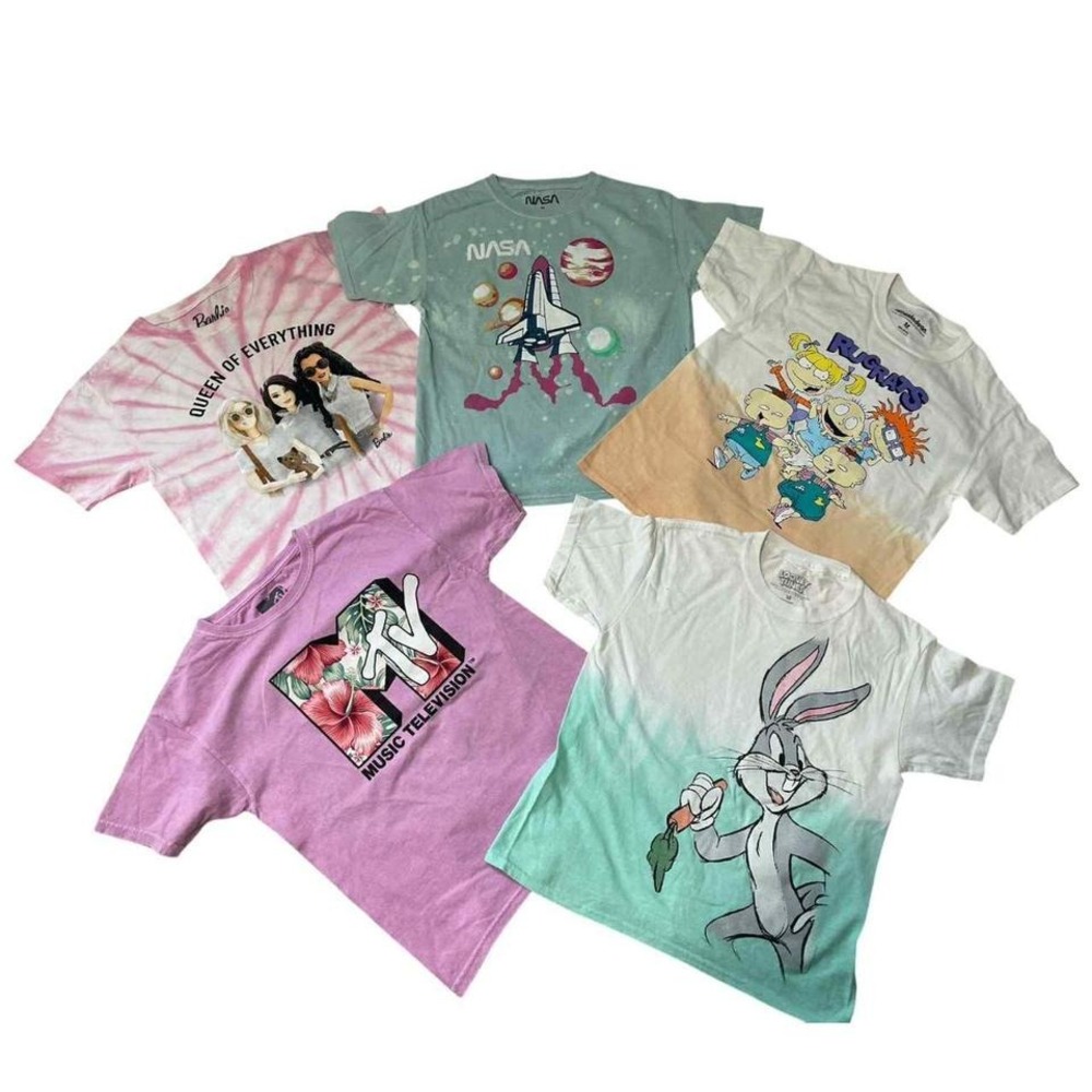 Brand New Kids Mixed Multi-coloured 90s Cartoons Tee‎ Bundle Medium - 5pcs